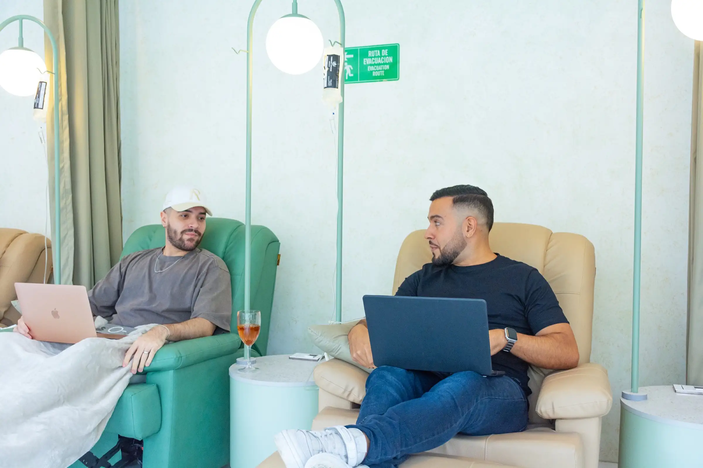 Guests enjoying a comfortable session in the lounge
