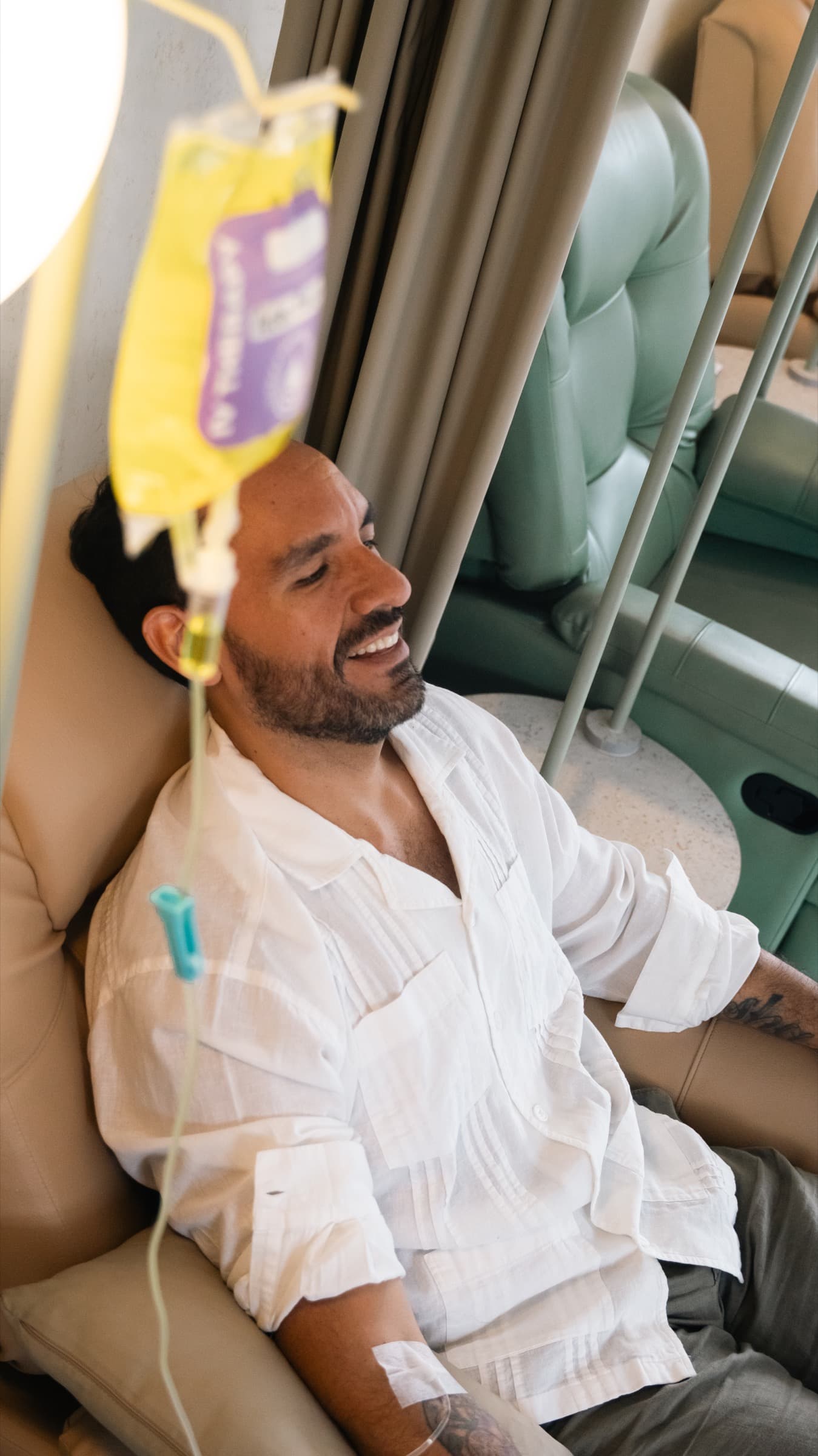 Guest relaxing during an IV session